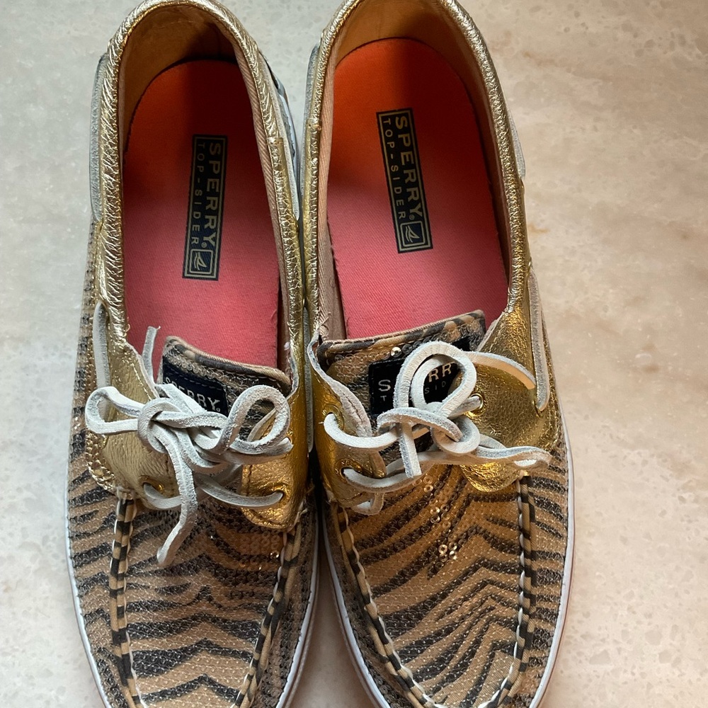 Sperry Gold and Brown Flats